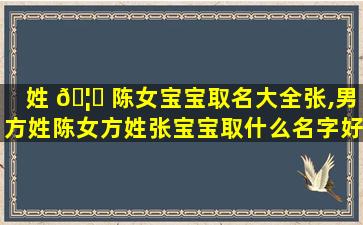 姓 🦁 陈女宝宝取名大全张,男方姓陈女方姓张宝宝取什么名字好